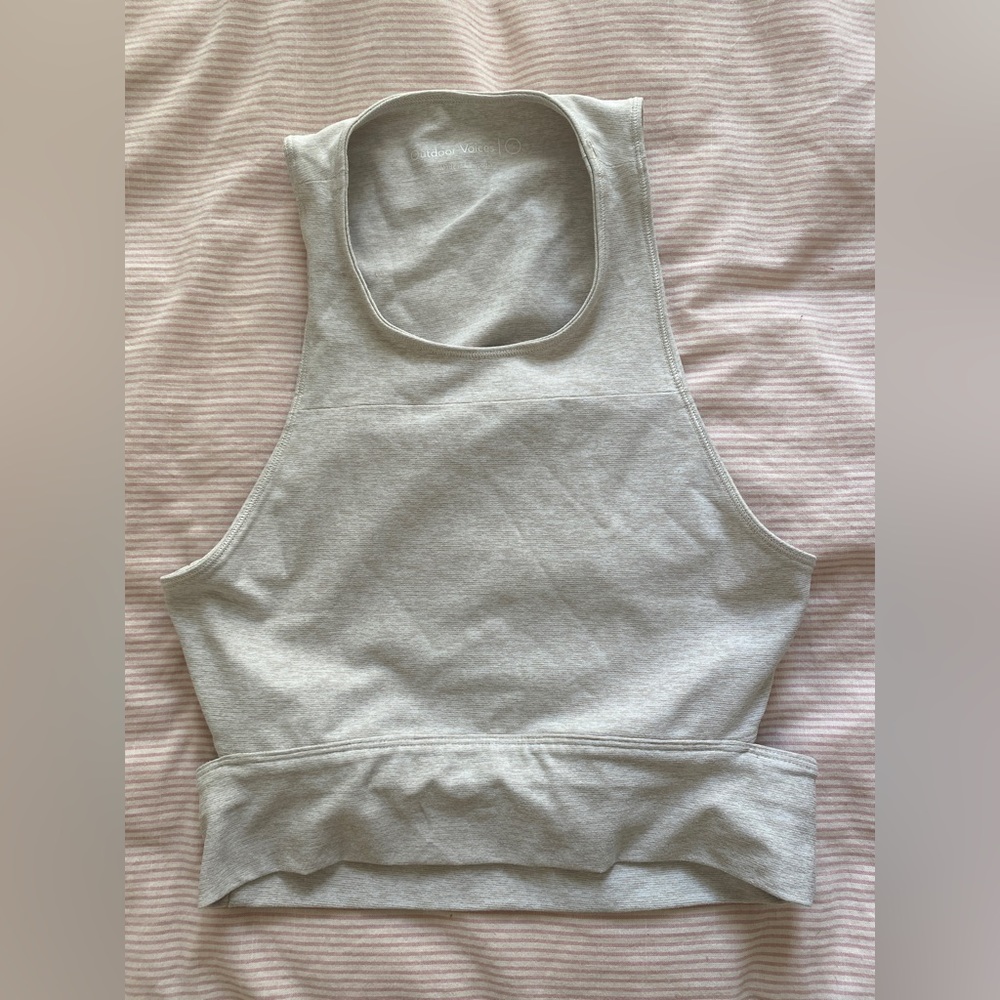 Outdoor voices cropped cream slash back tank